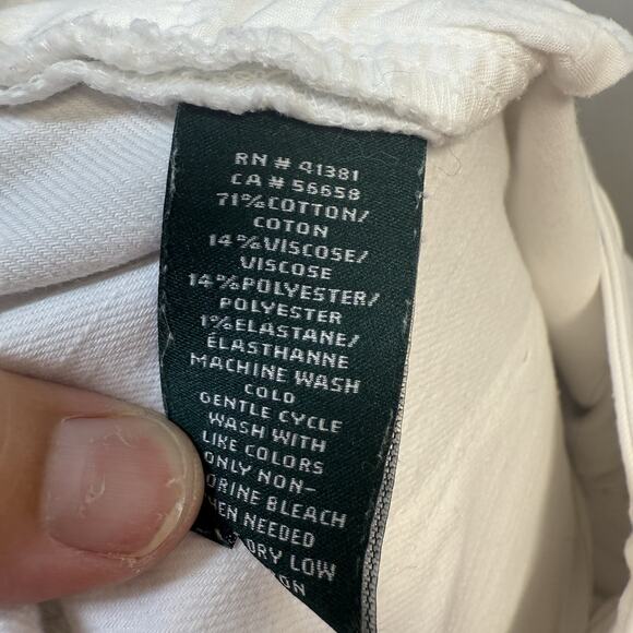 LRL Ralph Lauren Size 14 Premier Straight White Denim Jeans Women's 36" Inseam - Picture 10 of 13